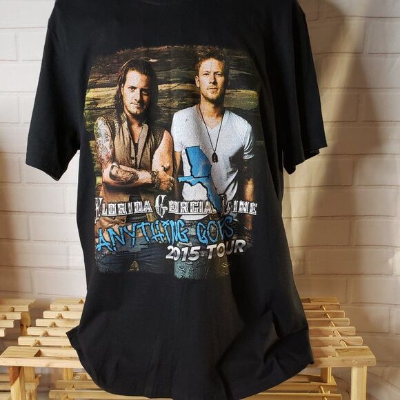 Florida Georgia Line Black Concert T Shirt 2015 Tour size L large Anything Goes - Picture 3 of 13
